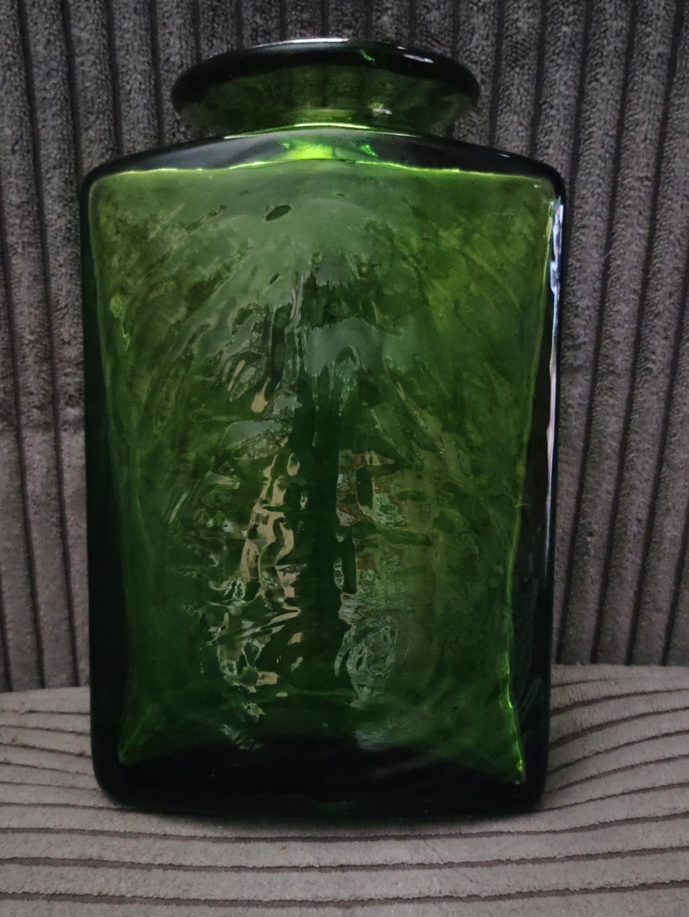 Vintage Mid-Century Blenko Art Glass 6522 Flask Vase Rare Olive Green Joel Myers